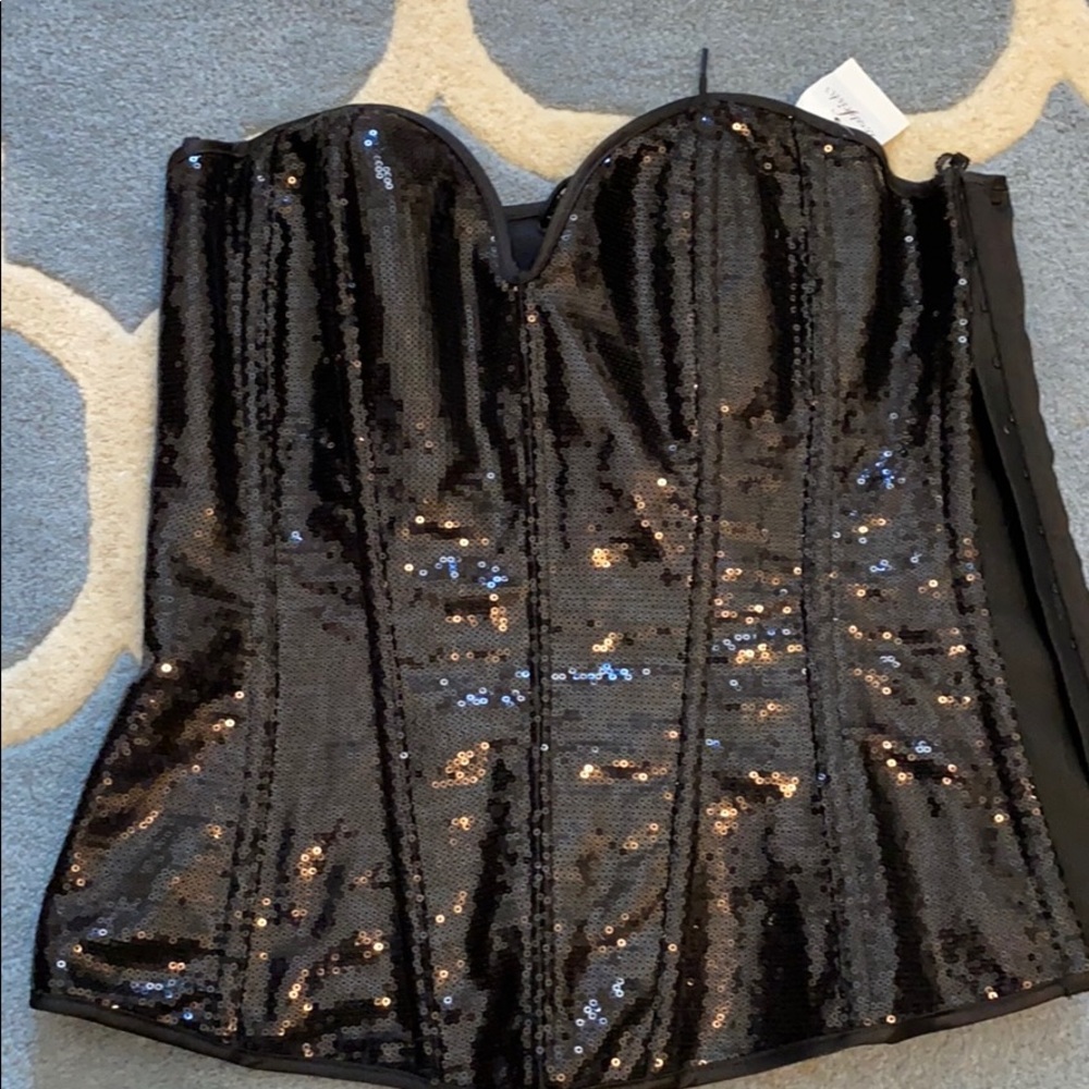 Fredericks of Hollywood black sequence corset